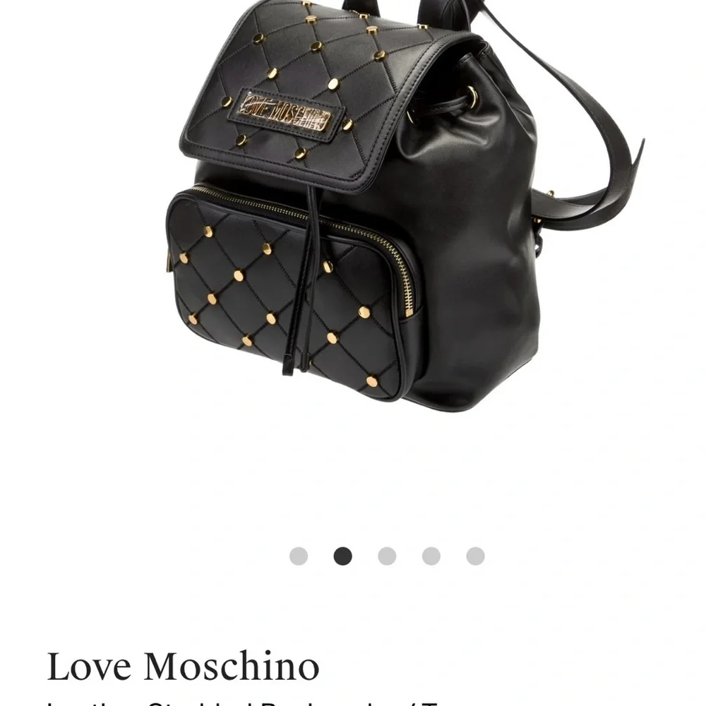 NWOT Love Moschino Black and Gold Leather Quilted Backpack - Picture 8 of 15